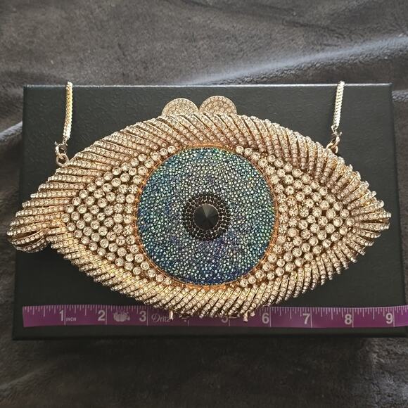 Evil Eye Rhinestone Bling Purse | Sparkly Structured Handbag NIB - Picture 9 of 12